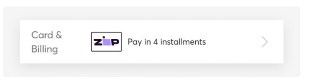 Zip的four-payment installment分期付款選項