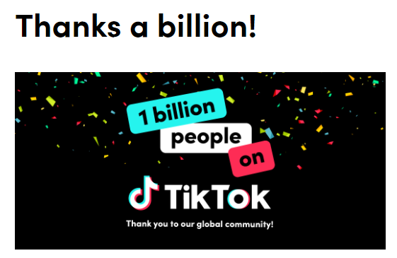 TikTok全球月活跃用户达到10亿